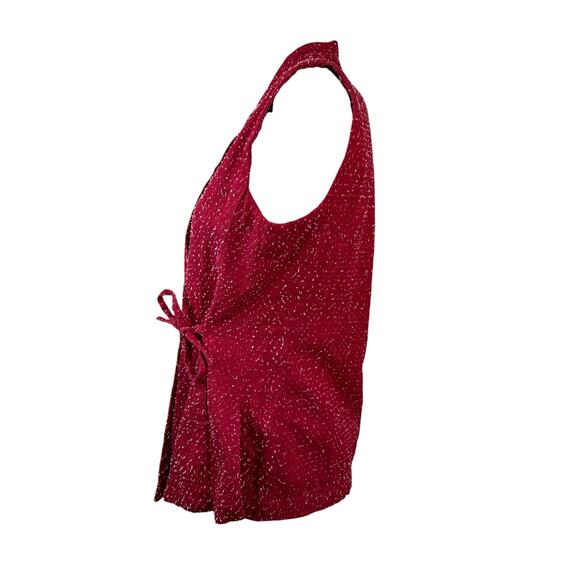 Asiatica Kansas City Red & White Textured String Wrap Art to Wear Vest sz S/M - Picture 3 of 7